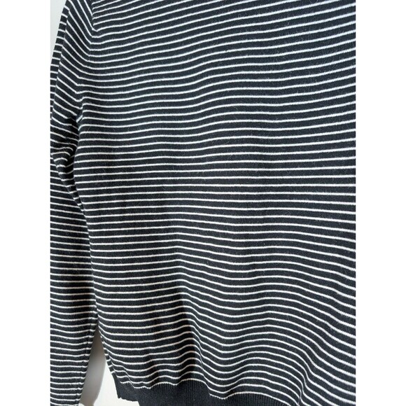 INMAN Womens Mock Neck Striped Sweater Sz L Mature Old Money Preppy Quiet - Picture 4 of 8